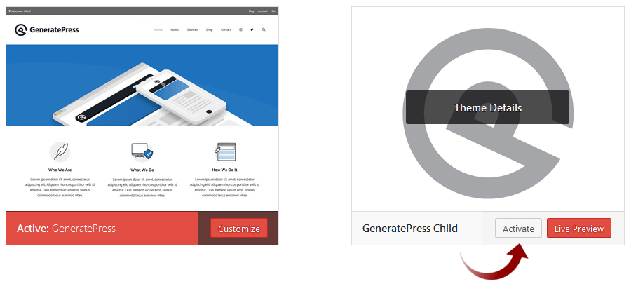 Activate WordPress Child Theme