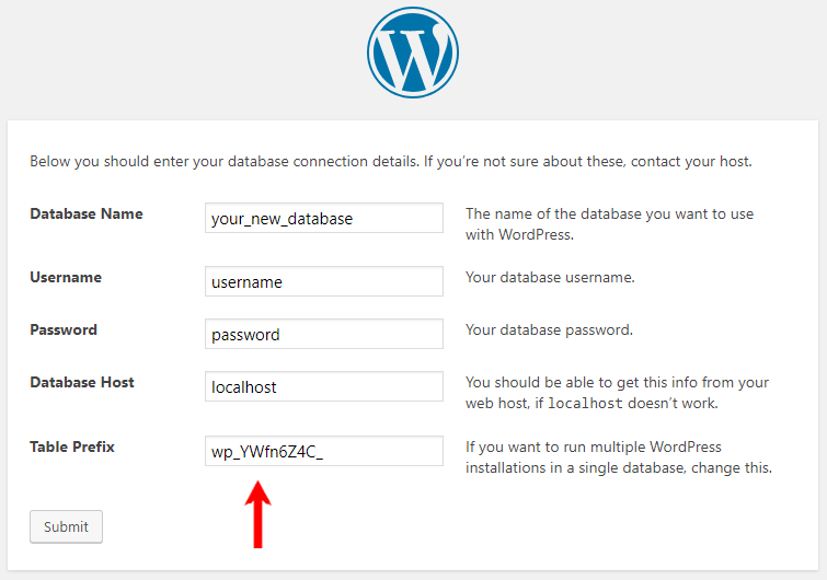 Change Table Prefix New Install