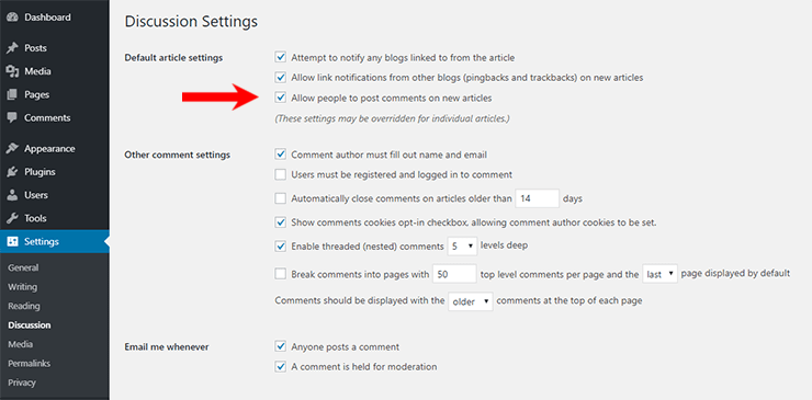 Disable Future WordPress Comments