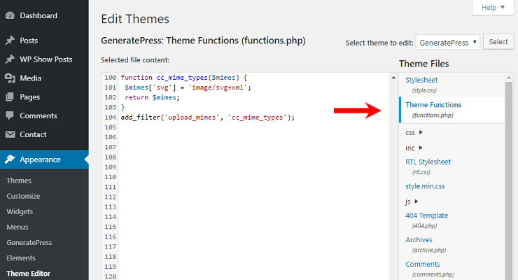 Edit Theme Functions