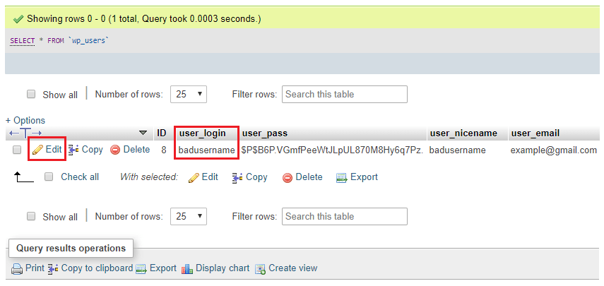 Edit User Table