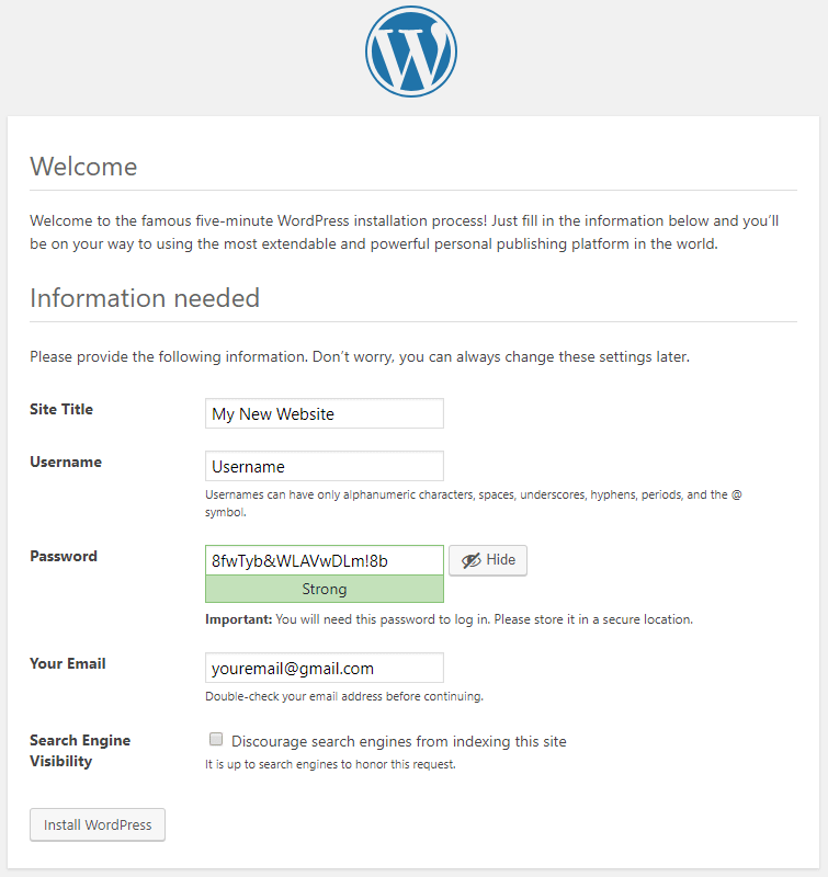 Install WordPress