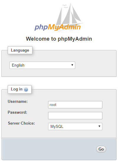 Login phpMyAdmin