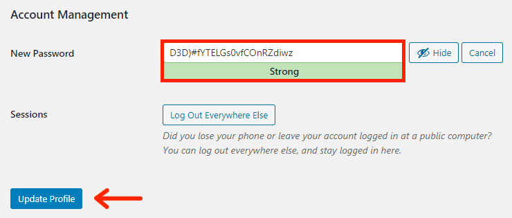 Update WordPress Password