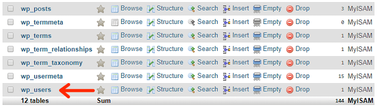 WordPress Tables Example